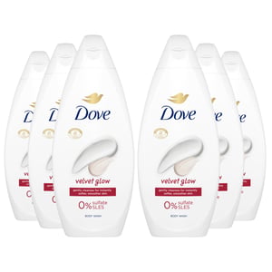 Dove Velvet Glow Body Wash 0% Sulfate SLES for Softer & Smoother Skin, 6x225ml
