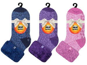 Womens Fluffy Slipper Bed Socks with Grips | Heat Holders | 3 Pair Multipack | Ladies Warm Fleece Lined Non Slip Socks | Winter Gifts for Her - Pack 4