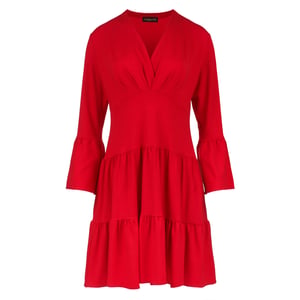 Rode jersey jurk met ruches