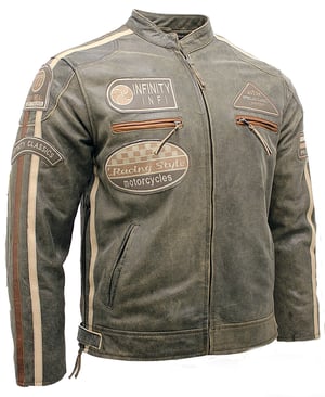 Zipped Leather Racing Biker Moto Jacket