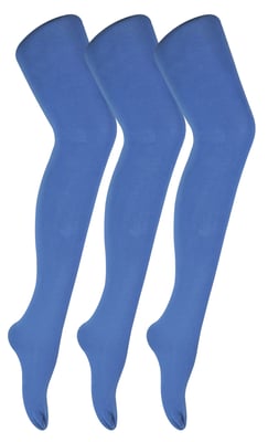 3 Par Flerpack Dam Färgade Ogenomskinliga 80 Denier Strumpbyxor | Sock Snob | Plain Block Colour Strumpbyxor - Moonlight Blue