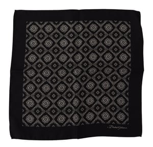 Dolce & Gabbana Black Geometric Patterned Square Handkerchief Men's Scarf