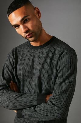 Patterned Crew Neck Jumper