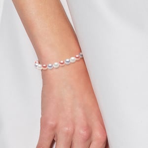 DIADEMA - Armband - Äkta sötvattenspärlor - Pastell Multicolour - Silver
