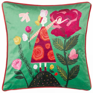 Kate Merritt Flower Girl Piped Velvet Polyester Filled Cushion