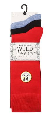 Wild Feet - 3 Pack Mens Breathable Plain Coloured Bamboo Socks