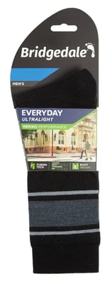 Bridgedale - Mens Liner Base Layer Merino Socks - Black / Lt Grey