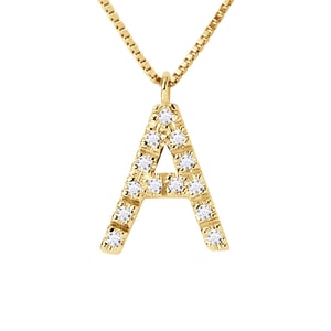 Ketting Diamonds 0.07 Cts letter van het alfabet "A" Geel Goud 18 Karaat