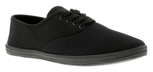 Platino Womens Canvas Pumps Plimsolls Monster Lace Up black