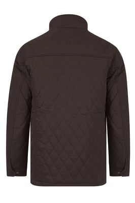Brown Diamond Quilted Funnel-Neck Jacket