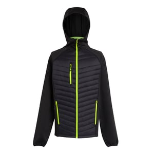 Regatta Quiltad hybridjacka Navigate för herrar (Svart/Lime Green)
