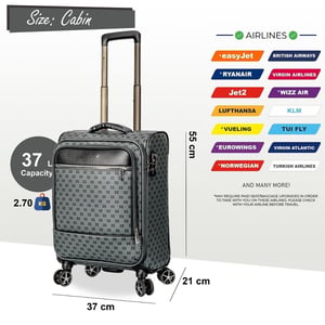 Grey Lightweight Luggage Travel Cabin Suitcase