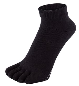 TOETOE - Mens & Ladies Yoga / Pilates Anti Slip Moisture Wicking Low Cut Toe Socks - Black