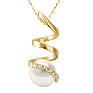 DIADEMA - Pendant - Yellow Gold and Real Freshwater Pearls