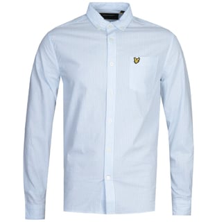 Lyle & Scott Seersucker Pool Blue Long Sleeve Shirt
