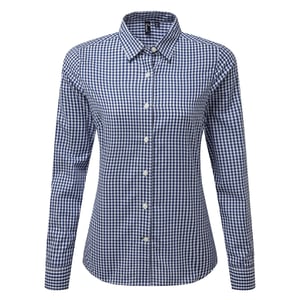 Premier Dames/dames Maxton Check Shirt met lange mouwen (Marine / Wit)