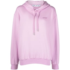 Gebroken witte Diag lila paarse hoodie met normale pasvorm