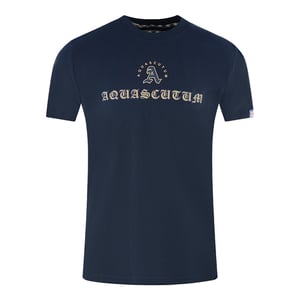Aquascutum Script Logo Marinblå T-shirt