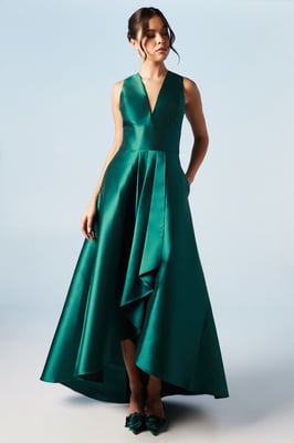 Plunge Waterfall Bridesmaids Maxi Dress