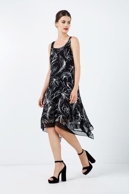 Mouwloze laagjesjurk met netdetail