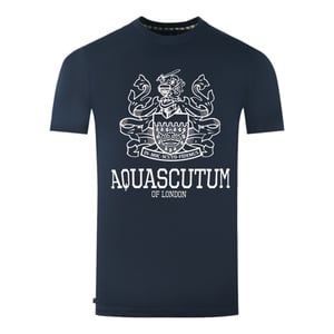 Aquascutum Stor Fet London Aldis Brand Logo Marinblå T-shirt