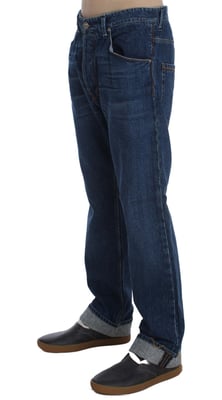 Acht Herrars Blåtvättad Bomull Baggy Lössittande Jeans