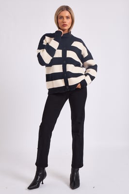 Stripe oversized cardigan med knapp