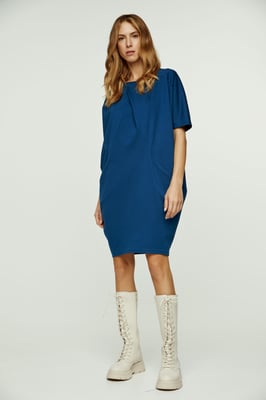 Petrol Batwing Style Punto di Roma Dress