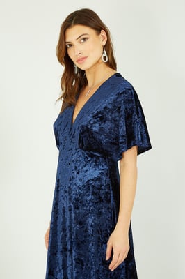 Navy Velvet Kimono Midi Dress