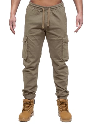Enzo | Heren Cargo Jogger Jeans - Beige