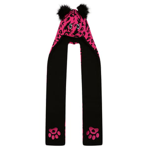 Dare 2B Barn Snowplay Leopard Print 3 i 1 Hatt Halsduk (Pure Pink/Black)