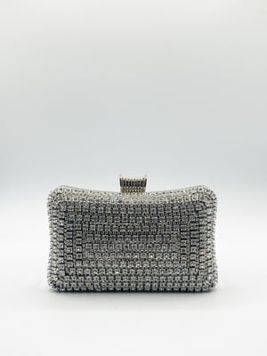 Silver Diamante Clutch Bag