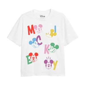 Disney Meisjes Mickey Mouse Letter T-Shirt (Wit)