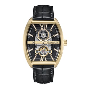 Heritor Automatic Masterson Semi-Skeleton Leather-Band Watch