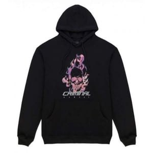 Criminal Damage Flamin Skull Mens Black Hoodie