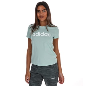 Women's adidas Essentials Linear Slim T-Shirt in Green White