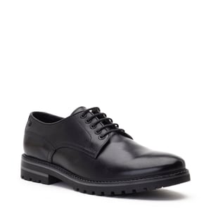 Base London Mens Halsey Waxy Black Derby Shoe