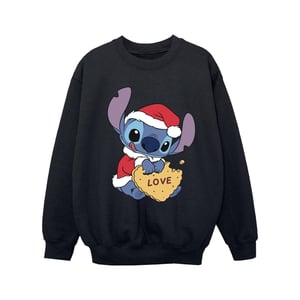 Disney Meisjes Lilo And Stitch Kerstmis Love Biscuit Sweatshirt (Zwart)