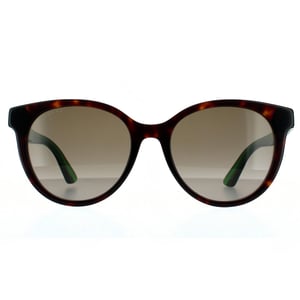 Gucci runda damsolglasögon Havana med grön och rödbrun gradient