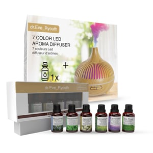 7-färgad ledad aromdiffusor + uppsättning eterisk olja