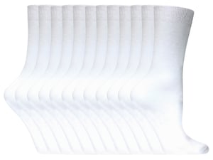 Vanliga bomullsstrumpor för damer | 12 par Multipack | Sock Snob | Tunna bekväma färgglada ankelstrumpor för damer - Vit
