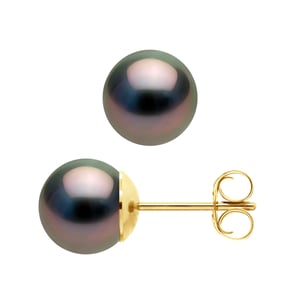 Oorbellen Tahitian Parels Rond 89mm 18K Yellow Gold