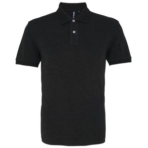 Asquith & Fox Mens Plain Short Sleeve Polo Shirt (Black Heather)