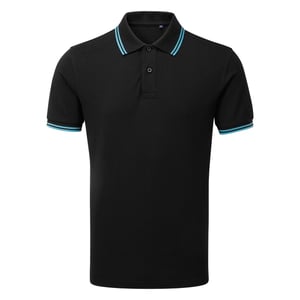 Asquith & Fox Mens Classic Fit Tipped Polo Shirt (Black/ Turquoise)