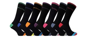 7 Pack Mens Black / Coloured Heel and Toe Day of the Week Cotton Socks