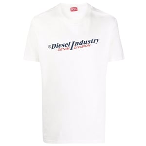 Wit T-shirt met denimlogo van Diesel Industry