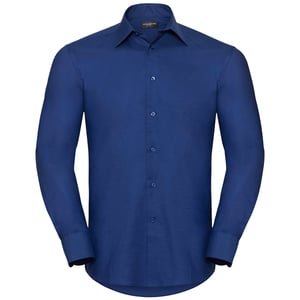 Russell Collection Heren Oxford Easy-Care Getailleerde Overhemd met Lange Mouwen (Helder Koningsblauw)