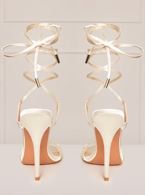 High Heel Lace Up Sandal in Cream