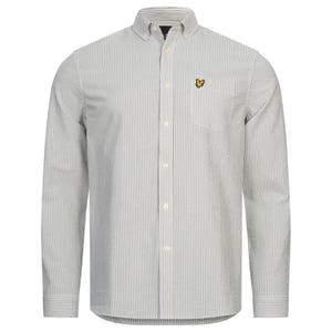 Lyle & Scott Seersucker Strike wit overhemd met lange mouwen