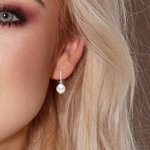 Oorbellen Hooks zoetwaterparels Rond 8-9 mm White 925